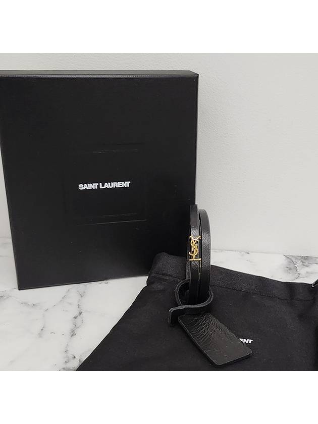 Opyum Double Wrap Leather Bracelet Black - SAINT LAURENT - BALAAN 3