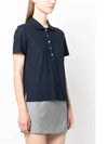 Women's Round Collar Short Sleeve Polo Shirt Navy - THOM BROWNE - BALAAN 4