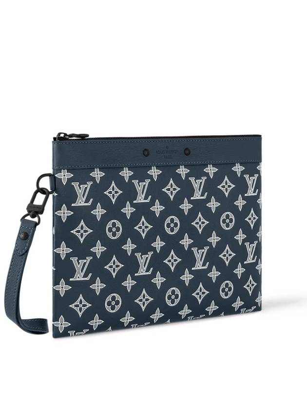 Men's Pochette To Go Monogram Shadow Leather Pouch Bag Ink Blue - LOUIS VUITTON - BALAAN 3