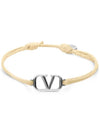 Silver V Logo Signature Bracelet Beige - VALENTINO - BALAAN 5