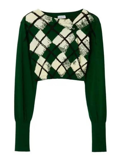 Argyle Fine Knit Cropped Knit Top Green - BURBERRY - BALAAN 2