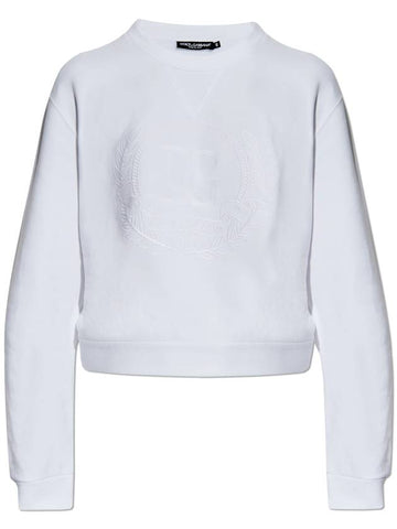 Dolce & Gabbana Sweatshirt With Embroidered Logo, Women's, White - DOLCE&GABBANA - BALAAN 1