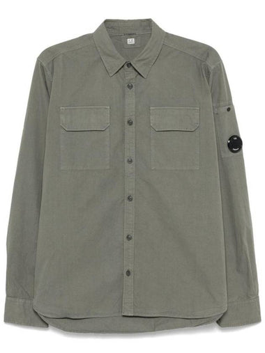 Organic Gabardine Buttoned Lens Long Slevee Shirt Green - CP COMPANY - BALAAN 1