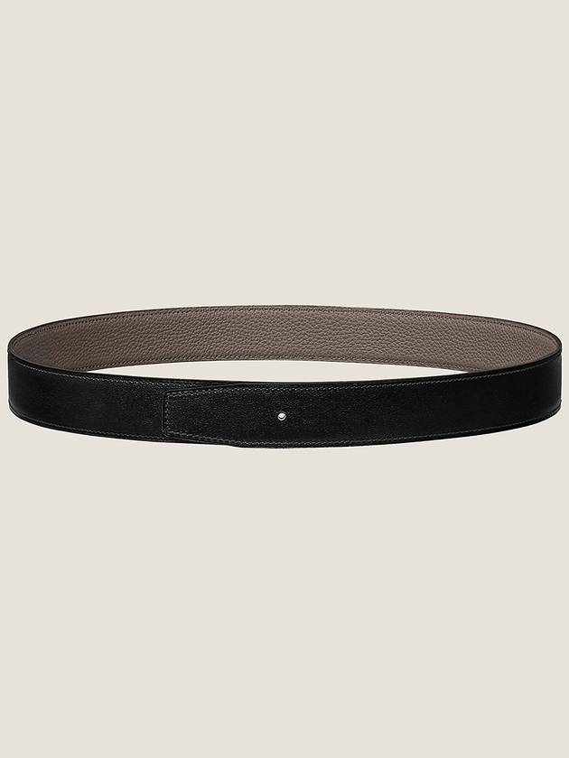 Silver Hardware 32mm Leather Belt Black - HERMES - BALAAN 3