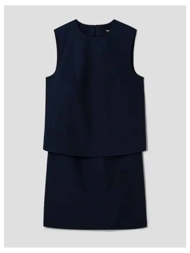 Women s High Twist Twill Layered Shift Dress One Piece Nocturne Navy Domestic Product - THEORY - BALAAN 1