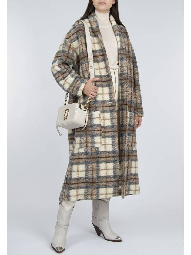 Elayo Check Wool Single Coat Beige - ISABEL MARANT - BALAAN 4