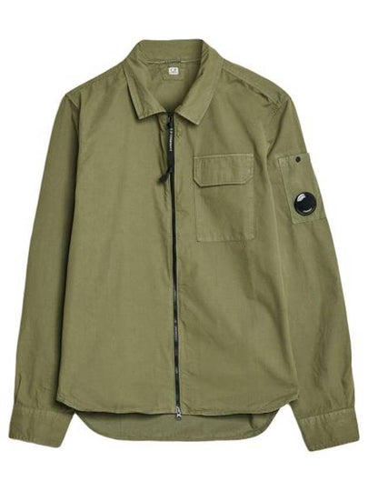 Lens Wappen Gabardine Shirt Zip-up Jacket Green - CP COMPANY - BALAAN 2