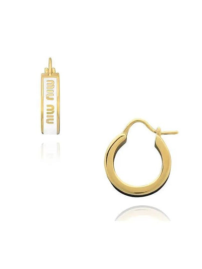 Logo Enameled Metal Earrings White - MIU MIU - BALAAN 2