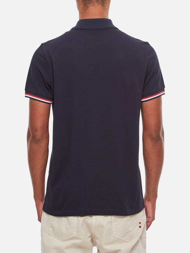 Logo Patch Three-Line Collar Short Sleeve Polo Shirt Navy - MONCLER - BALAAN 3