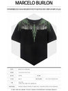 Green Wood Wing Graphic Short Sleeve T-Shirt Black - MARCELO BURLON - BALAAN 3