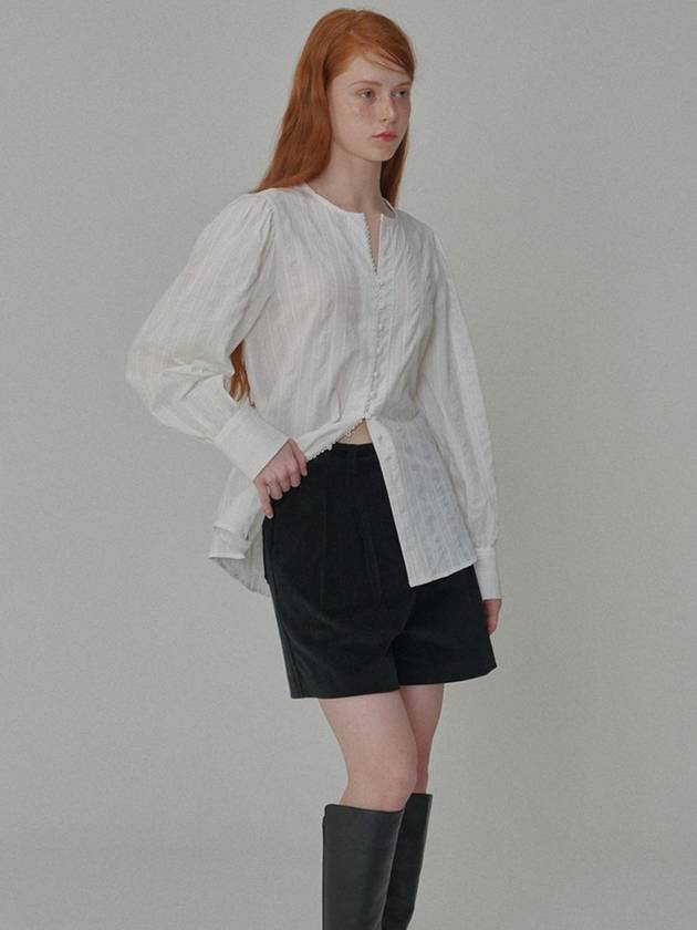 Puff Sleeve Tie Cotton Blouse White - OPENING SUNSHINE - BALAAN 6