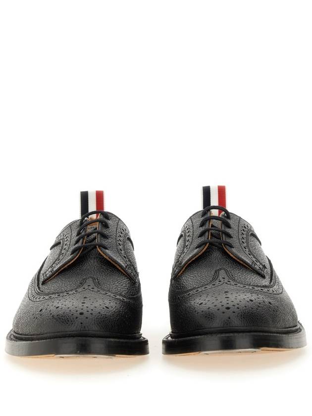 Men's Three Stripes Tab Pebble Grain Long Wing Sole Brogue Black - THOM BROWNE - BALAAN 5