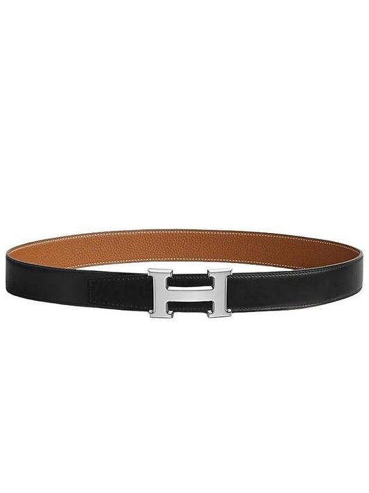 H Buckle Reversible 32mm Leather Belt Noir Gold - HERMES - BALAAN 2