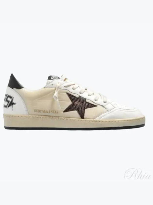 Ball Star Low Top Sneakers Burgundy White Beige - GOLDEN GOOSE - BALAAN 2