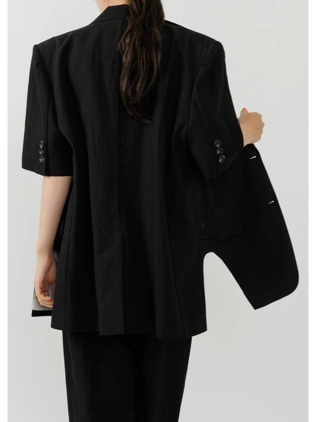 Colin Taylor Collar Side Slit Blazer Short Sleeve Jacket Black COLIN57BK - RAMUSTUDIO - BALAAN 3