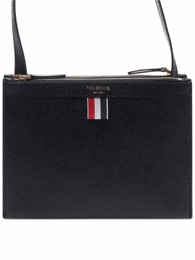 Logo 4 Bar Leather Clutch Bag Black - THOM BROWNE - BALAAN 3