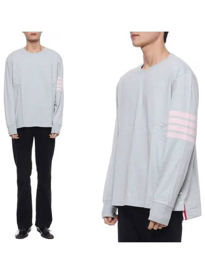 4 Bar Crew Neck Long Sleeve T-Shirt Blue - THOM BROWNE - BALAAN 2