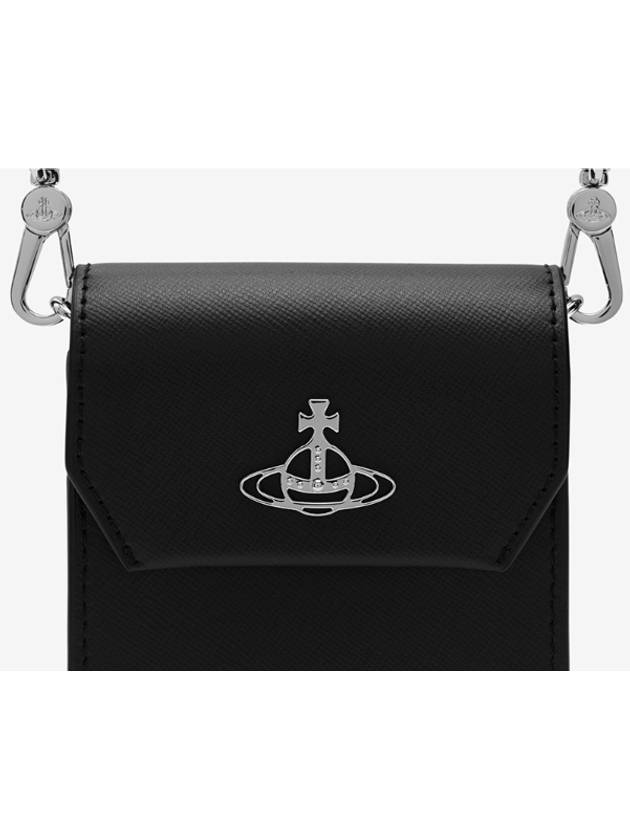 Fake Leather ORB Logo Strap Phone Pouch Black - VIVIENNE WESTWOOD - BALAAN 5