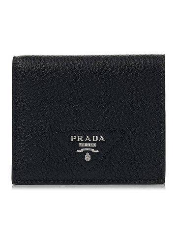 Leather Half Wallet Black - PRADA - BALAAN 1