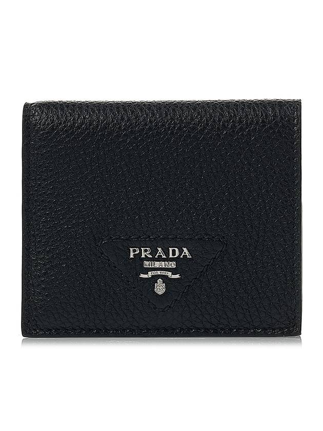 Leather Half Wallet Black - PRADA - BALAAN 1