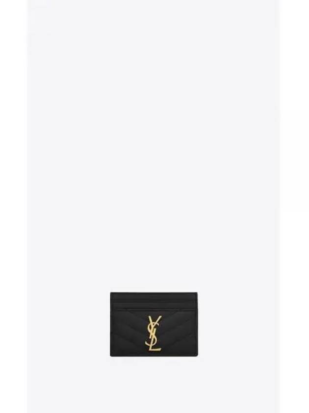 Gold Hardware Matelasse Caviar Leather Card Wallet Black - SAINT LAURENT - BALAAN 2