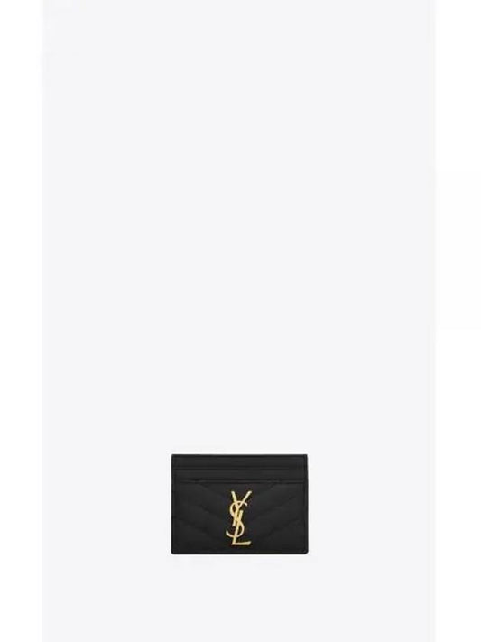 Gold Hardware Matelasse Caviar Leather Card Wallet Black - SAINT LAURENT - BALAAN 2