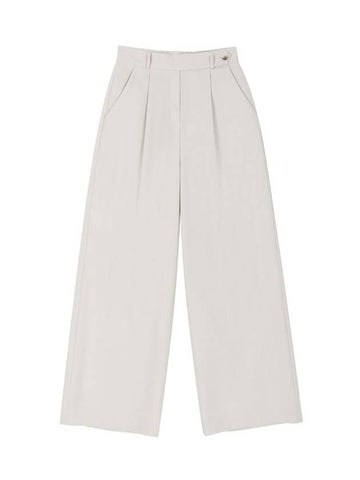 Denzel summer office look set-up belted point high waist wide pants stone DENZEL09SN - RAMUSTUDIO - BALAAN 1