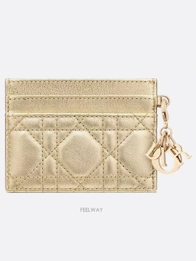 Lady Dior Freesia Card Wallet Metallic Gold Cannage - DIOR - BALAAN 2