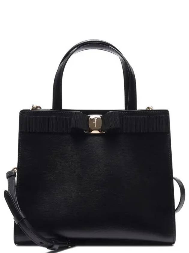 Vara Bow Top Handle Tote Bag Black - SALVATORE FERRAGAMO - BALAAN 2