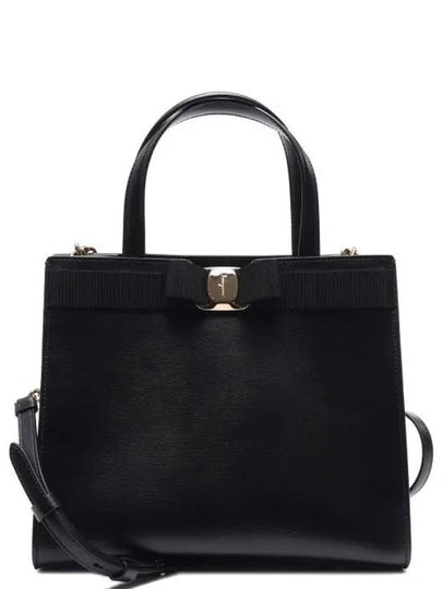 Vara Bow Top Handle Tote Bag Black - SALVATORE FERRAGAMO - BALAAN 2