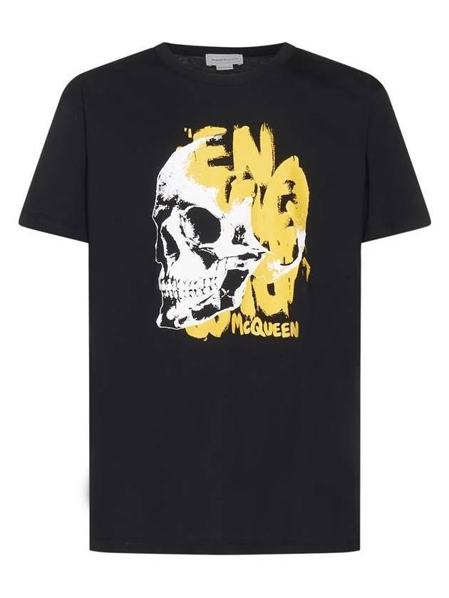 Skull Print Short Sleeve T-Shirt Black - ALEXANDER MCQUEEN - BALAAN 1