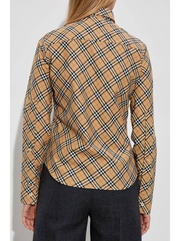 Burberry Shirt With Check Pattern, Women's, Beige - BURBERRY - BALAAN 4