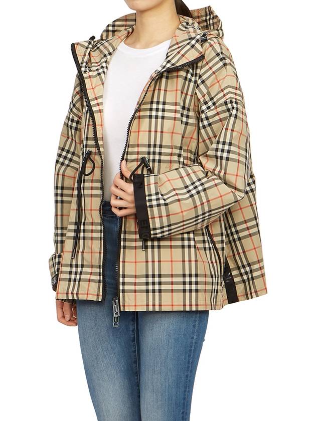 Women's Back-tone Check Zip-up Hooded Jacket Beige - BURBERRY - BALAAN 10