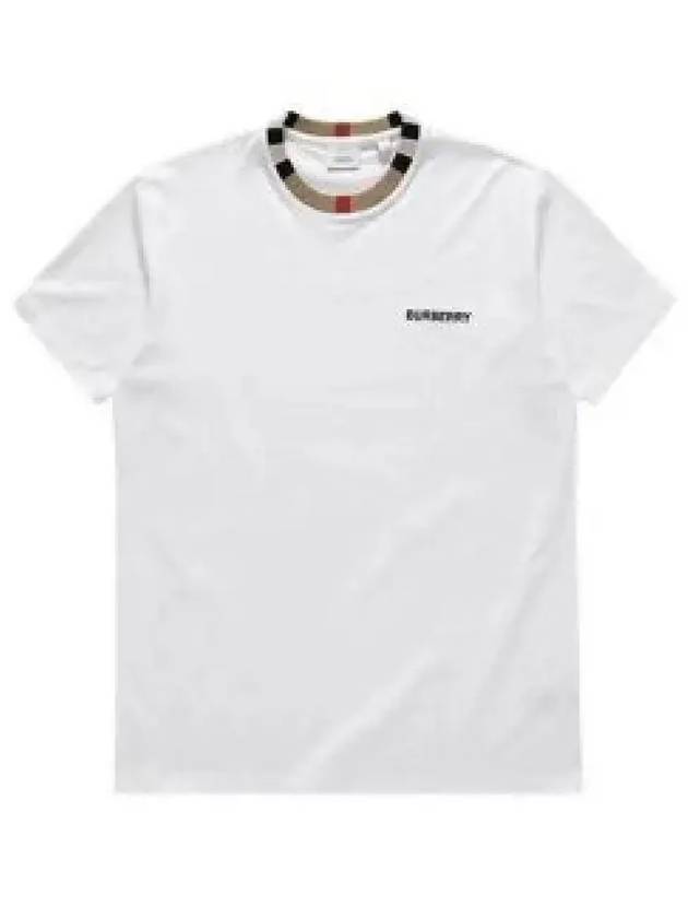 Men's Striped Neck Short Sleeve T-Shirt White - BURBERRY - BALAAN 2