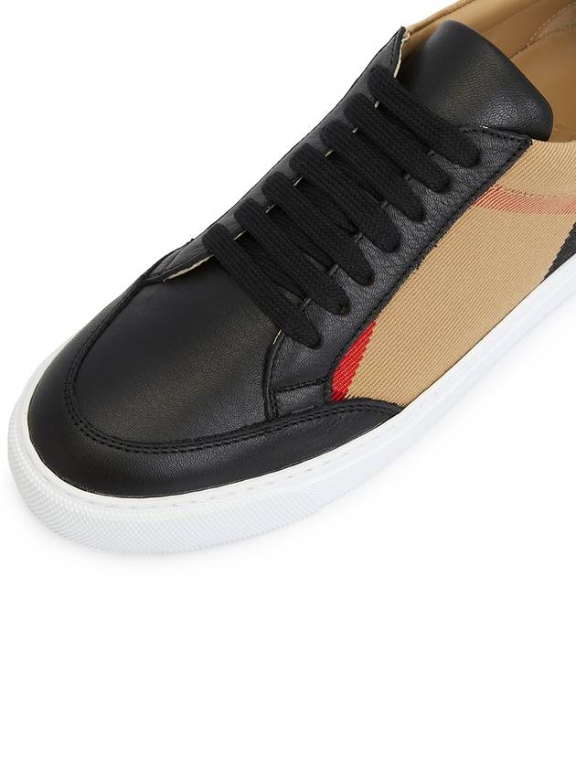 House Check Panel Leather Low Top Sneakers Black - BURBERRY - BALAAN 8