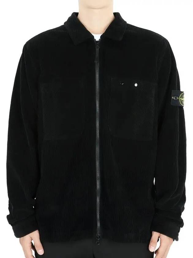 Wappen Patch Corduroy Cotton Long Sleeve Shirt Black - STONE ISLAND - BALAAN 3