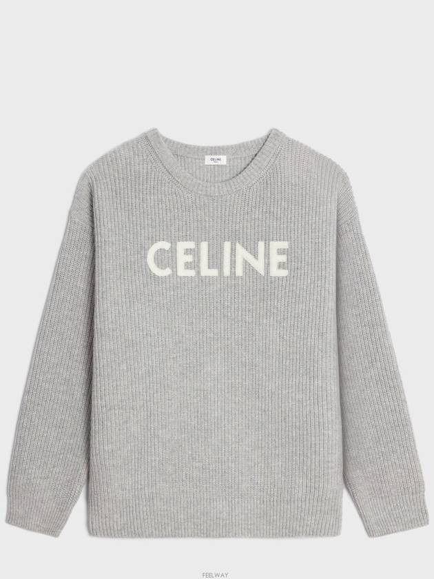 oversized ribbed wool knit top light gray - CELINE - BALAAN 2