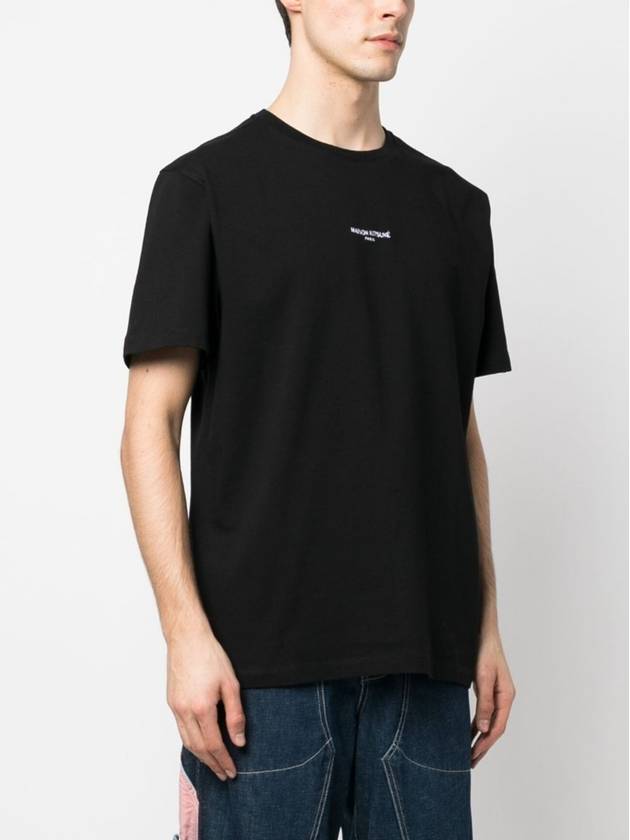 Embroidery Relaxed Melange Short Sleeve T-shirt Black - MAISON KITSUNE - BALAAN 6