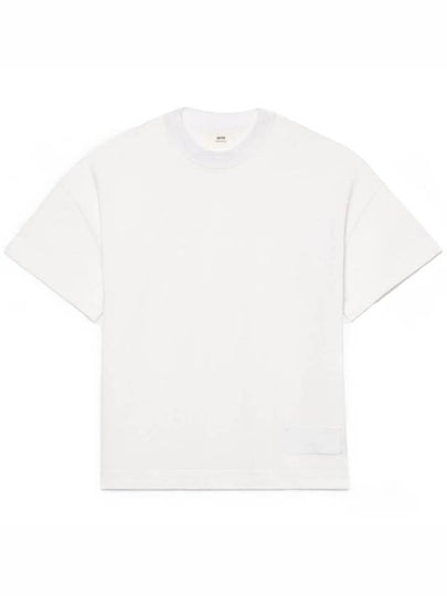 Satin Label Oversized Fit Short Sleeve T-Shirt White - AMI - BALAAN 2