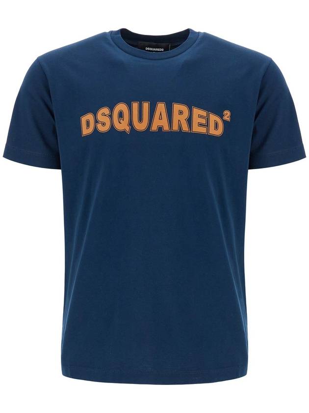 t-shirt in cotone blu navy con scollo ampio - DSQUARED2 - BALAAN 1