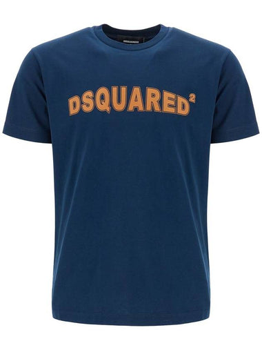 t-shirt in cotone blu navy con scollo ampio - DSQUARED2 - BALAAN 1