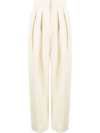 Women's Pleated Wide Pants Buttermilk - STELLA MCCARTNEY - BALAAN 1