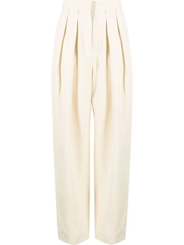 Women's Pleated Wide Pants Buttermilk - STELLA MCCARTNEY - BALAAN 1