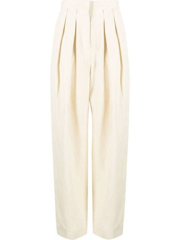 Women's Pleated Wide Pants Buttermilk - STELLA MCCARTNEY - BALAAN 1