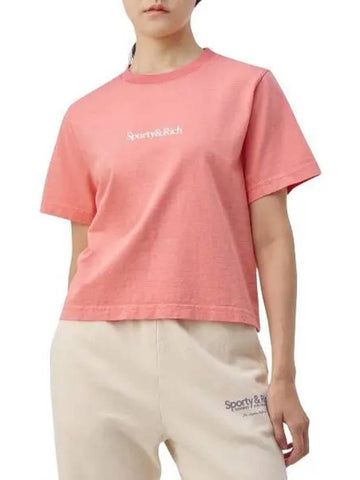 Drink More Water Short Sleeve T Shirt Coral Pink Tee - SPORTY & RICH - BALAAN 1