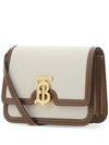 Two-Tone Canvas Leather Small TB Shoulder Bag Ivory - BURBERRY - BALAAN 3