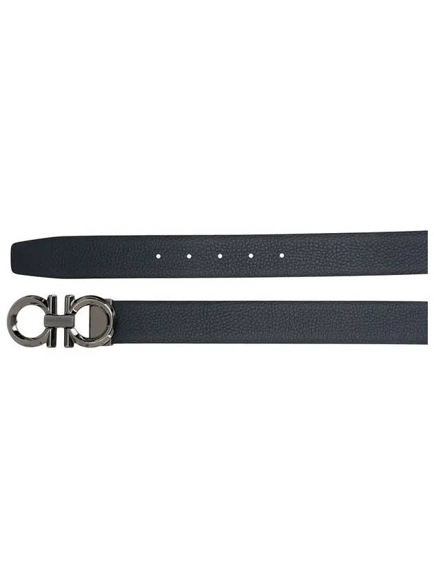 Gancini Buckle Reversible Leather Belt Black Navy - SALVATORE FERRAGAMO - BALAAN 4