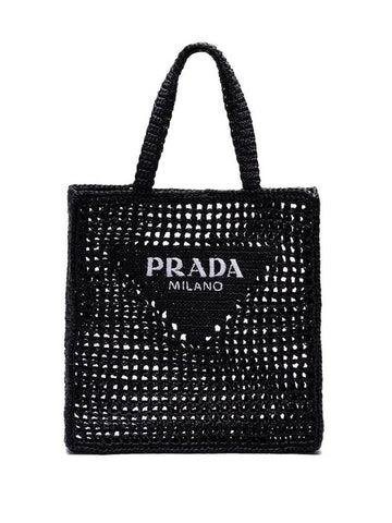 Crochet Tote Bag Black - PRADA - BALAAN 1