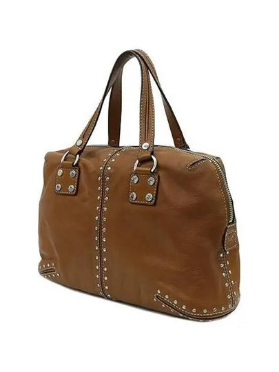 Brown leather ASTOR studded satchel tote bag - MICHAEL KORS - BALAAN 2