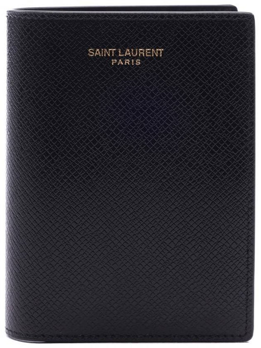 Paris Credit Coated Leather Card Wallet Black - SAINT LAURENT - BALAAN 2